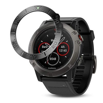 Baihui Stainless Steel Bezel Ring Compatiable with Garmin Fenix 5X Watch Bezel Ring Adhesive Cover Anti Scratch & Collision Protector for Garmin Watch Accessory (Black - Not Fit Fenix 5 / 5X Plus)