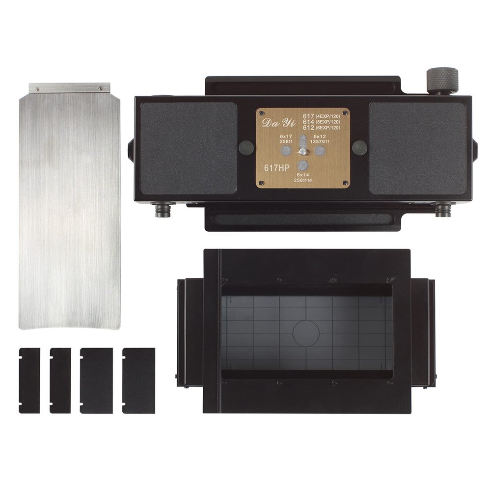 DAYI Universal 6x17 6x12 6x14 Multi-Format Roll Film Back for Linhof Wista Toyo Sinar Horseman Ebony Graflex 4X5Large Format Camera with Dark Slide and Film Mask Side