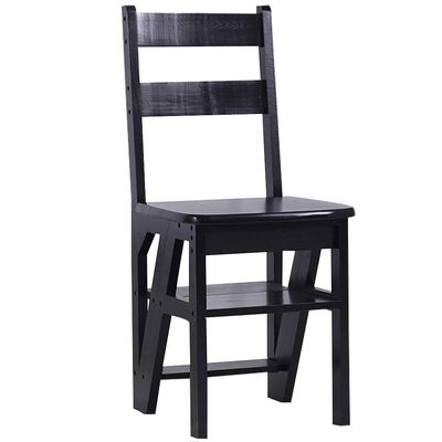 XWZJY Folding Ladder Stool- Small Bamboo Stepladder 4 Step Staircase Chairs - Multipurpose Flower Rack/Plant Stand,Lightweight Garden Tools (Color : Black)