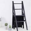 XWZJY Folding Ladder Stool- Small Bamboo Stepladder 4 Step Staircase Chairs - Multipurpose Flower Rack/Plant Stand,Lightweight Garden Tools (Color : Black) view 2