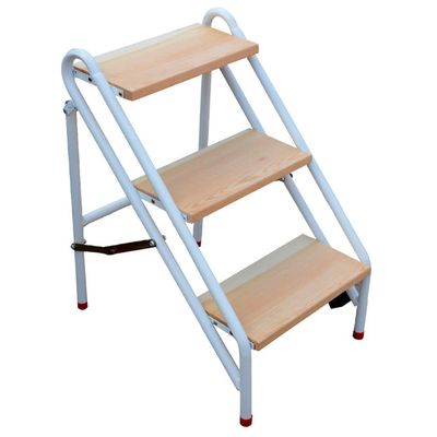 XWZJY 3/4 Step Ladder Wooden Folding Lightweight Non-Slip Ascending Stepladder Metal Frame Multifunction Storage Shelf Shoe Rack Home Garden Tool,Max Load 150kg