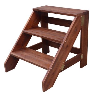 XWZJY 3 Tier Wood Ladder - Household Small Foot Stools Indoor Multifunction Stepladder Storage Shelf for Living Room/Balcony Light Garden Tools,Max Load 100kg