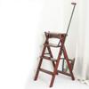 XWZJY Foldable 4 Step Ladder Portable Beech Wood Stairs Chair Climb Stepladde with Handrail Support Safety Creative Small Foot Stools Max Load 120kg view 2