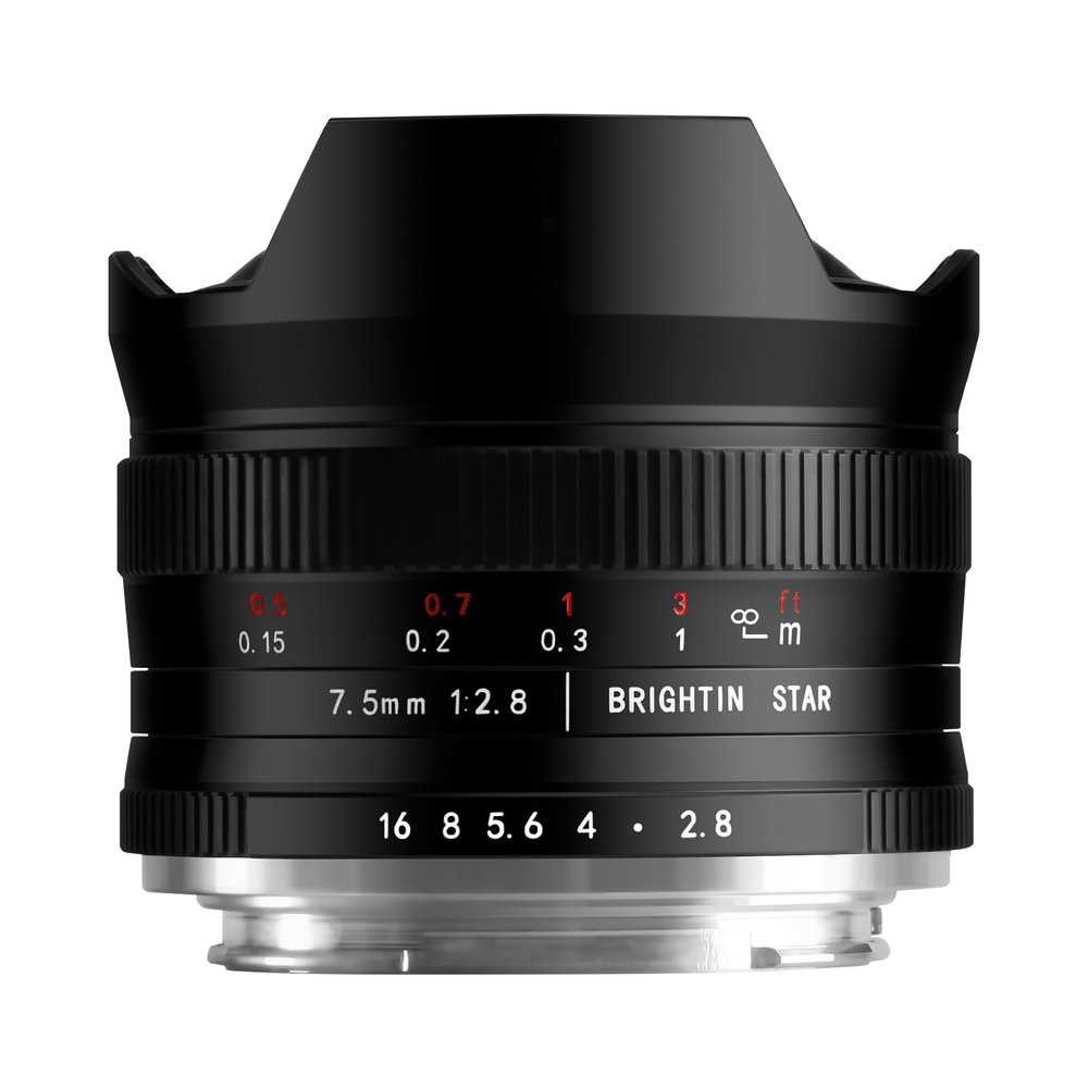 Brightin Star 7.5mm F2.8 III Wide Angle Fisheye Lens for Panasonic LUMIX,Olympus Micro 4/3 Mount Mirrorless Cameras, Manual Focus Prime APS-C Lens Fit for G7, GX85, GX9, G95, GH5, GH6, G100, G9