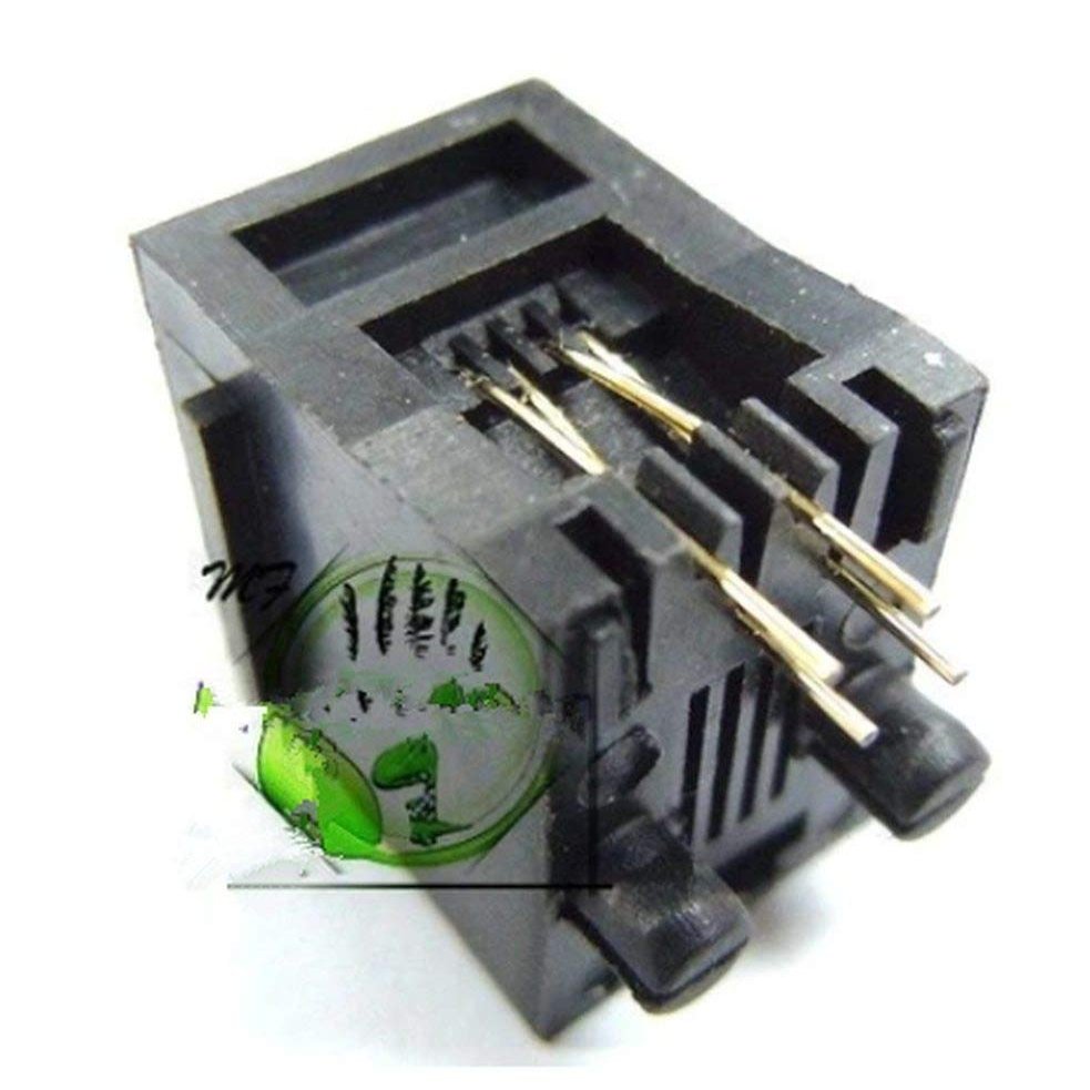 100pcs/lot 4P4C RJ11 Jack Connector Telephone Network Socket Connector 180 Degree Full Plastic