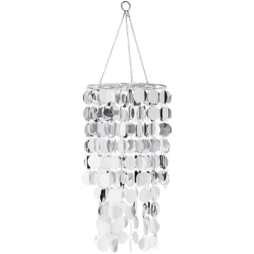 Fun Express Reflective Hanging Chandelier - Modern Party Decor (Silver)