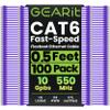 GEARit 100-Pack Cat6 Patch Cable 0.5 Foot / 6 Inches Cat 6 Ethernet Cable Snagless Flexible Soft Tab - Premium Series - Purple view 1