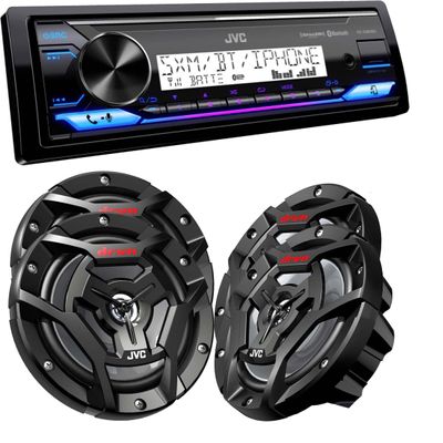 JVC KD-X38MBS Marine Digital Receiver W/BT, USB, XM Ready + 2 Pairs CS-DR6201M 6.5" Black Marine Speakers