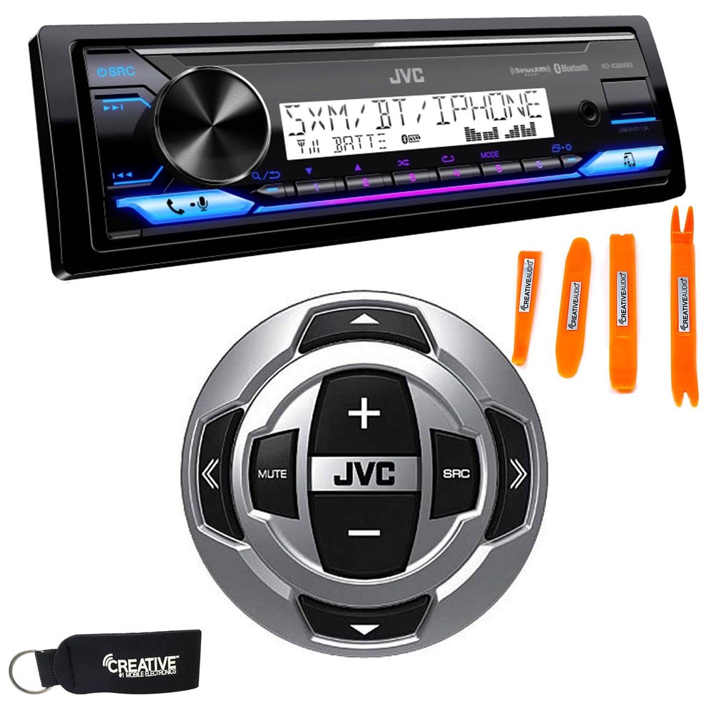 JVC KD-X38MBS Marine Digital Receiver W/BT, USB, XM Ready + RM-RK62M Wired Marine Remote Control