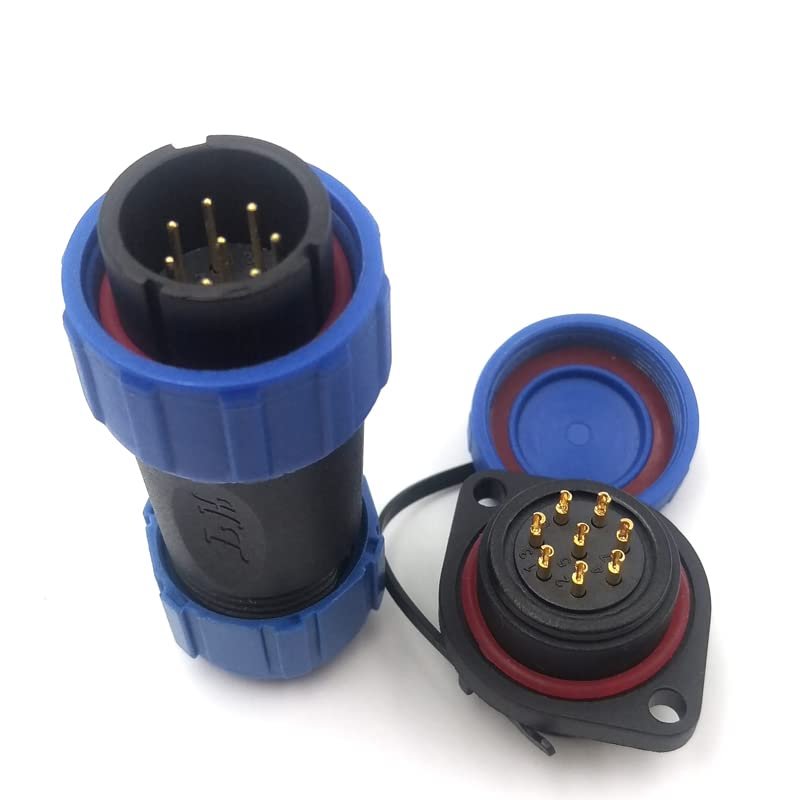 SZJELEN SP21 21mm 2Pin-12Pin Waterproof Electrical Wire Connectors Plug and Socket,LED Light Power Cable Connectors (8Pin, Plug Male & Socket Female)