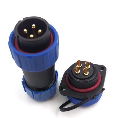SZJELEN SP21 21mm 2Pin-12Pin Waterproof Electrical Wire Connectors Plug and Socket,LED Light Power Cable Connectors (4Pin, Plug Male & Socket Female)
