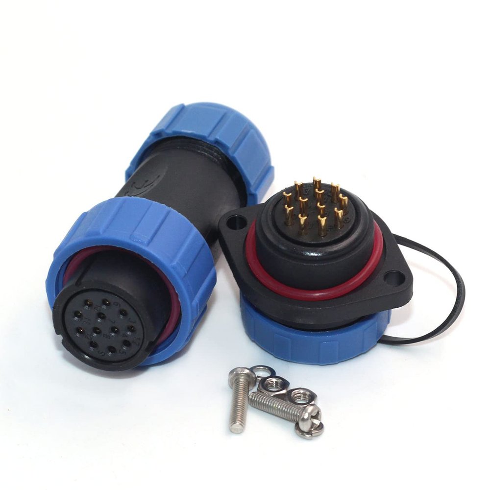 SZJELEN SP21 21mm 2Pin-12Pin Waterproof Electrical Wire Connectors Plug and Socket,LED Light Power Cable Connectors (12Pin, Plug Female & Socket Male)