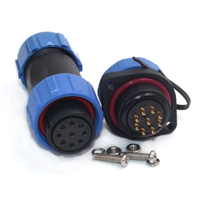 SZJELEN SP21 21mm 2Pin-12Pin Waterproof Electrical Wire Connectors Plug and Socket,LED Light Power Cable Connectors (9Pin, Plug Female & Socket Male)
