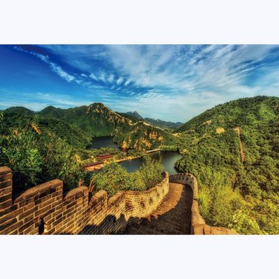 Leyiyi 10x8ft Natural Scenery Backdrop Green Hills and Water Brick Wall Road Blue Sky Magnificent Landscape Backgrounds for Photography Photo Portrait Studio Prop