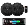 Pyle Bluetooth Marine Receiver Stereo & Speaker Kit 300W Single DIN Boat Marine Head Unit l LCD, Mic, Hands-Free Calling, AUX, MP3/USB/SD, AM/FM Radio, Remote - PLMRK47BK (Black) view 1