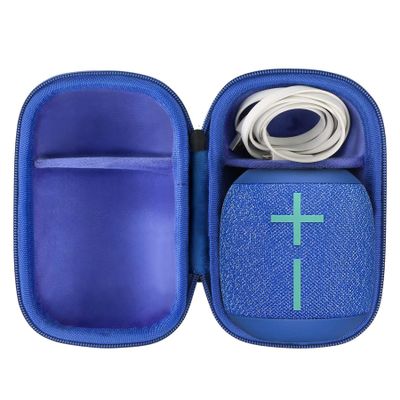co2CREA Hard Travel Case Replacement for Ultimate Ears WONDERBOOM 4 WONDERBOOM Play WONDERBOOM 3 WONDERBOOM 2 Small Portable Wireless Bluetooth Speaker (Black Case + Inside Bermuda Blue)