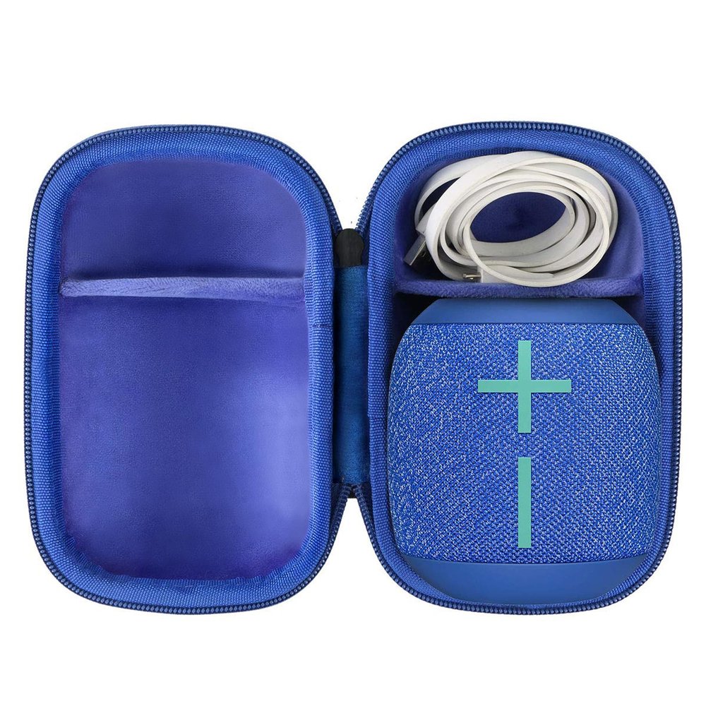 co2CREA Hard Travel Case Replacement for Ultimate Ears WONDERBOOM 4 WONDERBOOM Play WONDERBOOM 3 WONDERBOOM 2 Small Portable Wireless Bluetooth Speaker (Black Case + Inside Bermuda Blue)