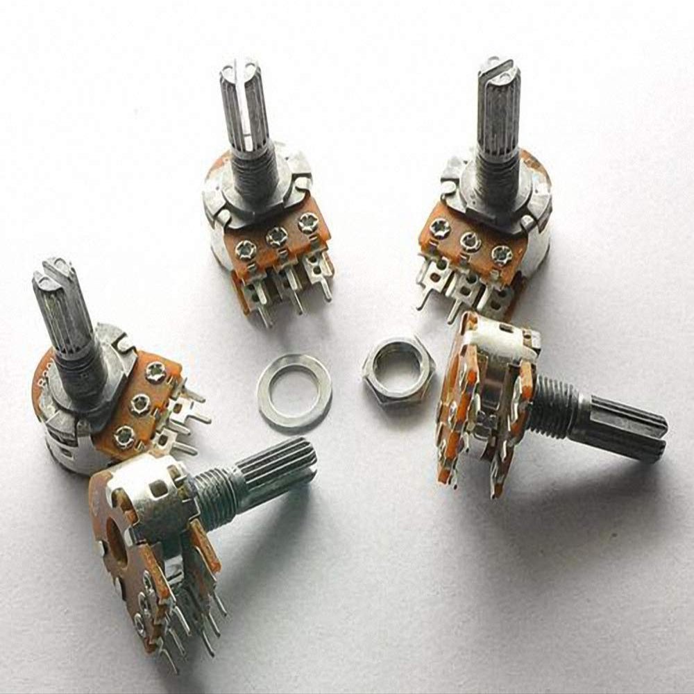 DYDZYJ 5PCS WH148 50K B50K 6 feet 6 Pin Shaft WH148 Amplifier Dual Stereo Potentiometer