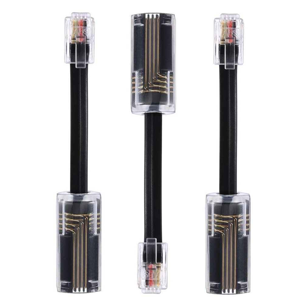AIMIJIA 360 Rotating Telephone Cord Detangler, Black, 3-Pack, RJ9 Compatible, Tangle-Free, Telephone Line Management