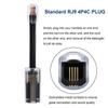 AIMIJIA 360 Rotating Telephone Cord Detangler, Black, 3-Pack, RJ9 Compatible, Tangle-Free, Telephone Line Management view 2