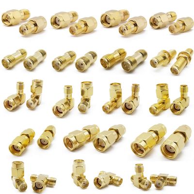 ALLiSHOP SMA Connectors Kit: RP-SMA Adapter Plug & Jack Straight & 90 Gold Plated Brass RF Coax Connectivity Set for FPV Antennas, Radio, Baofeng, Yaesu, IP Camera Project