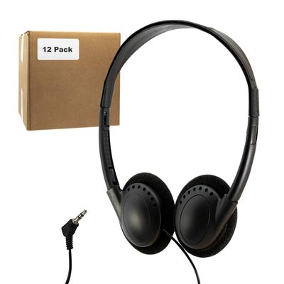 *(6 Pack)* Bulk Headphones for School Library Classroom Airplane Hospital Museum Hotel Tours Gym Students Adjustable Disposable Reusable Comfortable Compact and Easy to Store Headsets (6 Pack)