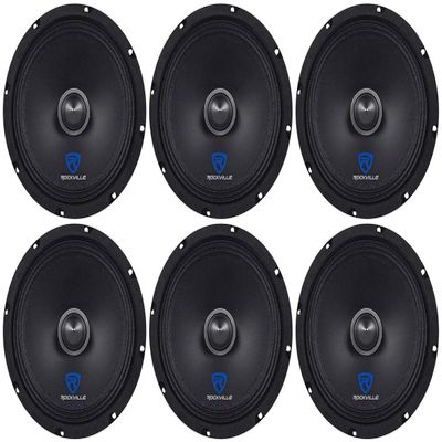 Rockville (6) RXM88 8" 500w 8 Ohm Mid-Range Drivers Speakers, Made w/Kevlar Cone