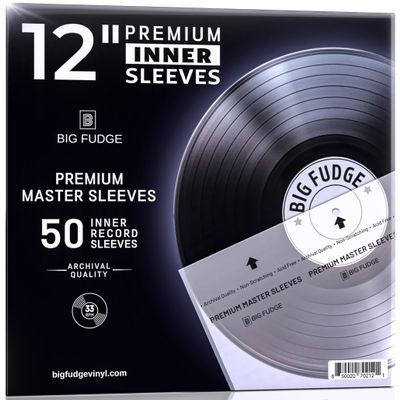Big Fudge 12" Vinyl Record Sleeves - Premium Inner Sleeves 50 Pack - Anti Static Rice Paper Acid Free Vinyl Covers - Accessories Protect LP Albums from Dust, Dirt & Scratches