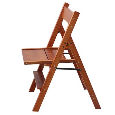 XWZJY Multifunction Step Stool Thickening Wooden Staircase Chairs Indoor Folding Stepladder Lightweight Garden Tools,Max Load 120kg(Color : Walnut Color)