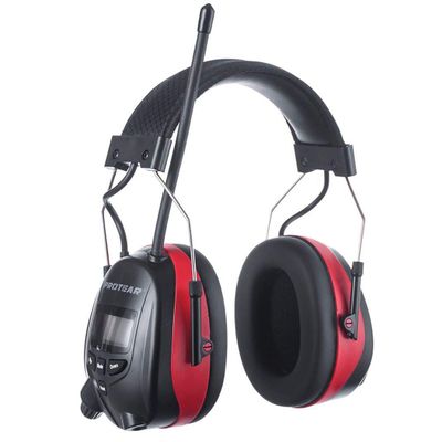 PROTEAR Bluetooth Hearing Protection Headphones with FM AM Radio25dB NRR Rechargeable Hearing Protectors, Ideal for Lawn Mowing, Construction, Chainsaw, Landscaping(Red)