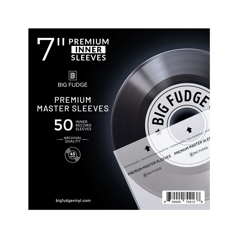 Big Fudge 7" Vinyl Record Sleeves - Inner Sleeves 50 Pack - Anti Static Rice Paper Acid Free Vinyl Covers - Vinyl Accessories Protect LP Albums from Dust, Dirt & Scratches