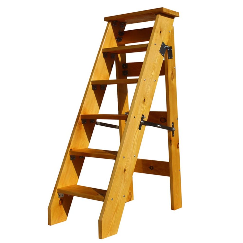XWZJY Household Large Steps Ladder Foldable Chairs Stool Multifunction Thickening Wooden Stepladder with 6-Layer Wide Pedal,Home Garden Tool,Max Load 150kg