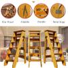 XWZJY Household Large Steps Ladder Foldable Chairs Stool Multifunction Thickening Wooden Stepladder with 6-Layer Wide Pedal,Home Garden Tool,Max Load 150kg view 3