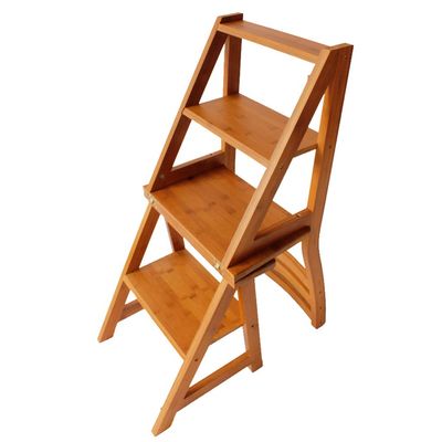 XWZJY Multifunction Stool Stepladders Thickening Wooden 4 - Step Stool Creative Transforming Staircase Chairs Flower Rack Storage Shelf Home Garden Tool