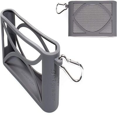 Alltravel Customized Silicone Sleeve for Antimi Bluetooth/FM Radio/MP3 Player Portable Wireless Speaker, Full Protection from Shock, Shake and Drop, Free Carabiner for Easy Carrying (Gray)