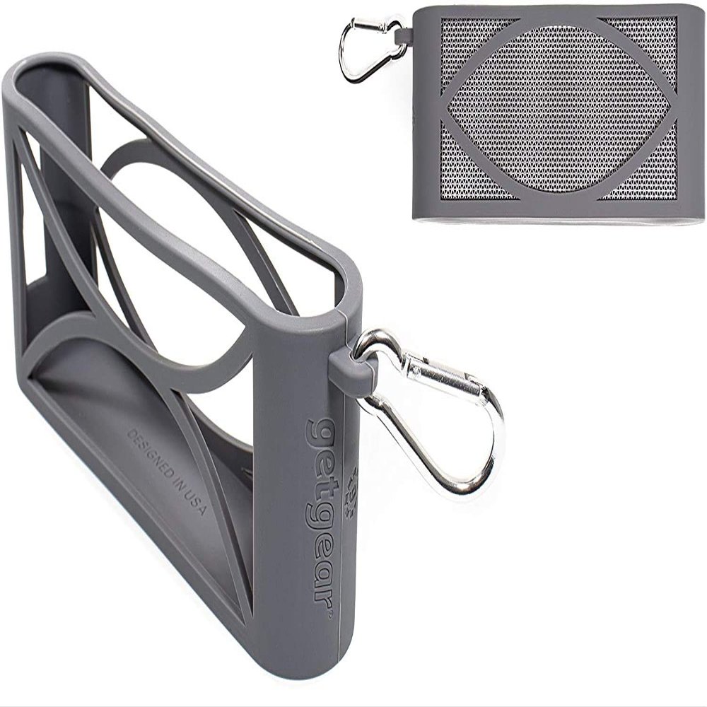 Alltravel Customized Silicone Sleeve for Antimi Bluetooth/FM Radio/MP3 Player Portable Wireless Speaker, Full Protection from Shock, Shake and Drop, Free Carabiner for Easy Carrying (Gray)