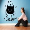 Cute Cat Love Kitty Face Animal Kitten Meow Cats Wall Sticker Art Decal for Girls Boys Room Bedroom Nursery Kindergarten House Fun Home Decor Stickers Wall Art Vinyl Decoration Size (20x18 inch) view 1
