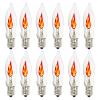 SUNSGNE Christmas Flicker Flame Light Bulbs, Crystal Clear Flame Tip Candelabra Bulbs, C18 Flickering Replacement Bulbs Dances with Orange Flame, 1 Watt, 120 Volt, E12 Candelabra Base, 12 Pack view 1