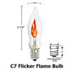 SUNSGNE Christmas Flicker Flame Light Bulbs, Crystal Clear Flame Tip Candelabra Bulbs, C18 Flickering Replacement Bulbs Dances with Orange Flame, 1 Watt, 120 Volt, E12 Candelabra Base, 12 Pack view 2