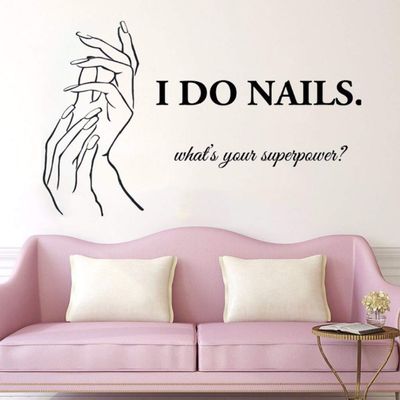 Attractive Nail Salon Quote Decals - Manicure Pedicure Wall Sticker Beauty Decor Nails Polish Wall Art Mural