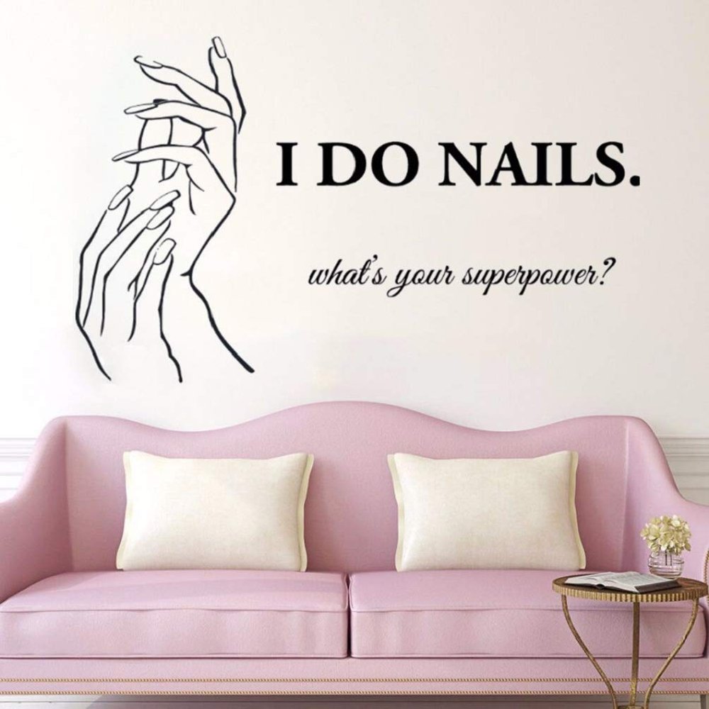 Attractive Nail Salon Quote Decals - Manicure Pedicure Wall Sticker Beauty Decor Nails Polish Wall Art Mural