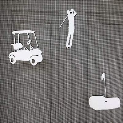 DCentral Golf Scene Flexible Vinyl Screen Magnes; Double-Sided. White-Easier to See Day & Night. Decorative. Helps to Stop Walking into Screens, for Non_RETRACTABLES,Size Varies Between 3" and 4"