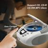 LONPOO CD Players Portable Boombox with FM Radio/USB/Bluetooth/AUX Input and Earphone Jack Output, Stereo Sound Speaker & Audio Player,White view 2