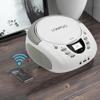 LONPOO CD Players Portable Boombox with FM Radio/USB/Bluetooth/AUX Input and Earphone Jack Output, Stereo Sound Speaker & Audio Player,White view 4