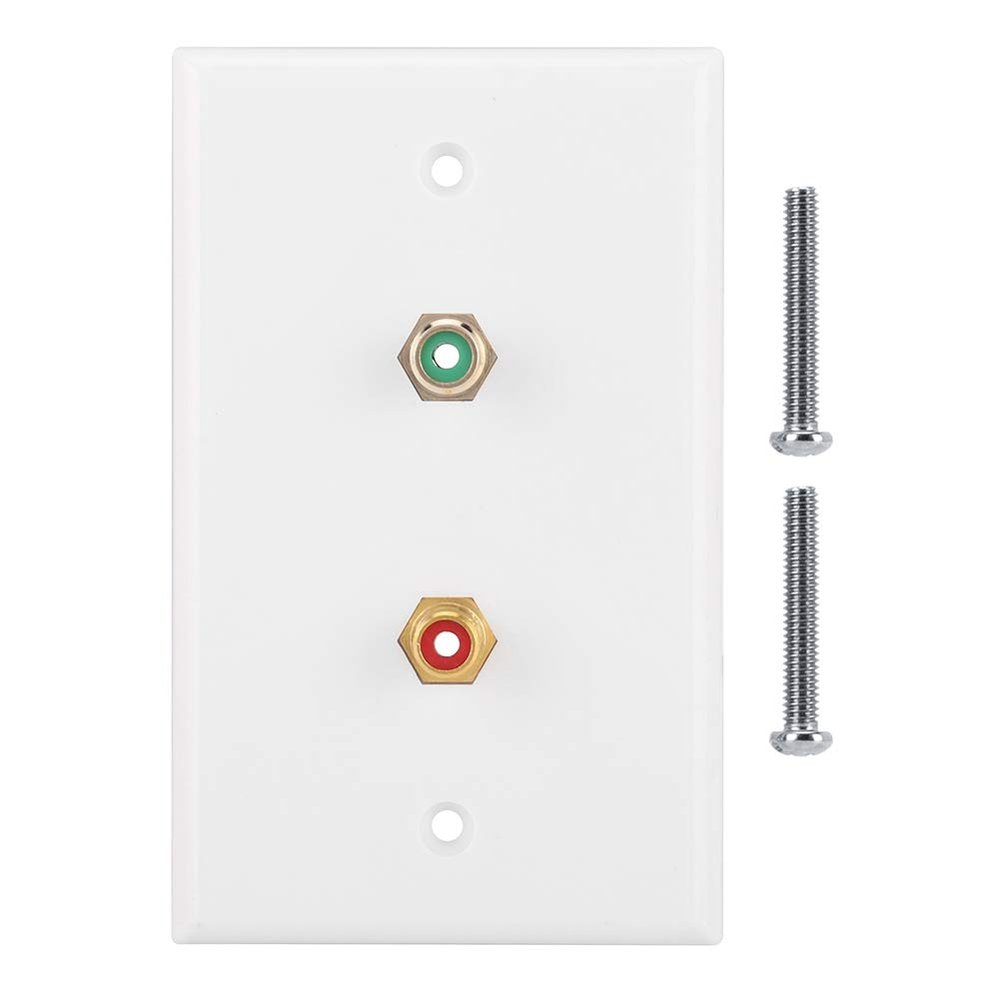 Dual Connector Wall Plate Insert with White Center Jack Wall Plate Panel Wall Mount Outlets for Subwoofer,Stereo Receiver and Other Equipment