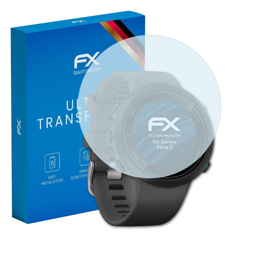 atFoliX Screen Protection Film compatible with Garmin Swim 2 Screen Protector, ultra-clear FX Protective Film (3X)