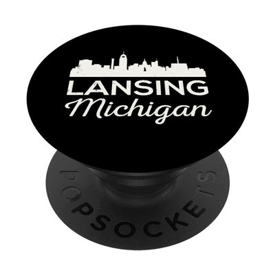 Lansing Michigan Retro East Skyline Football Capital City Mi PopSockets Adhesive PopGrip