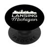 Lansing Michigan Retro East Skyline Football Capital City Mi PopSockets Adhesive PopGrip view 1