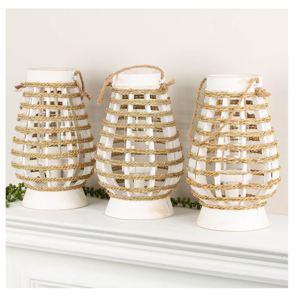 Bulk Case of 3 Jute Twine Lanterns for Crafting, Decorating & Holiday Displaying