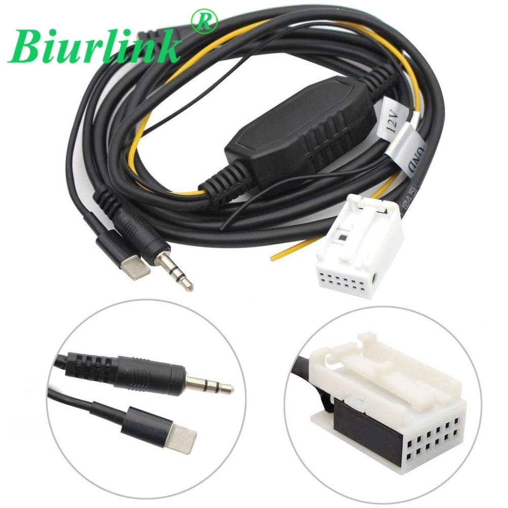 Mathenia Car Parts, 12Pin CD Changer Port to 3.5mm Audio Jack and Charging Cable AUX IN Cable For BMW E60 E61 E62 E63 E64 for iPhone 5 6 6S
